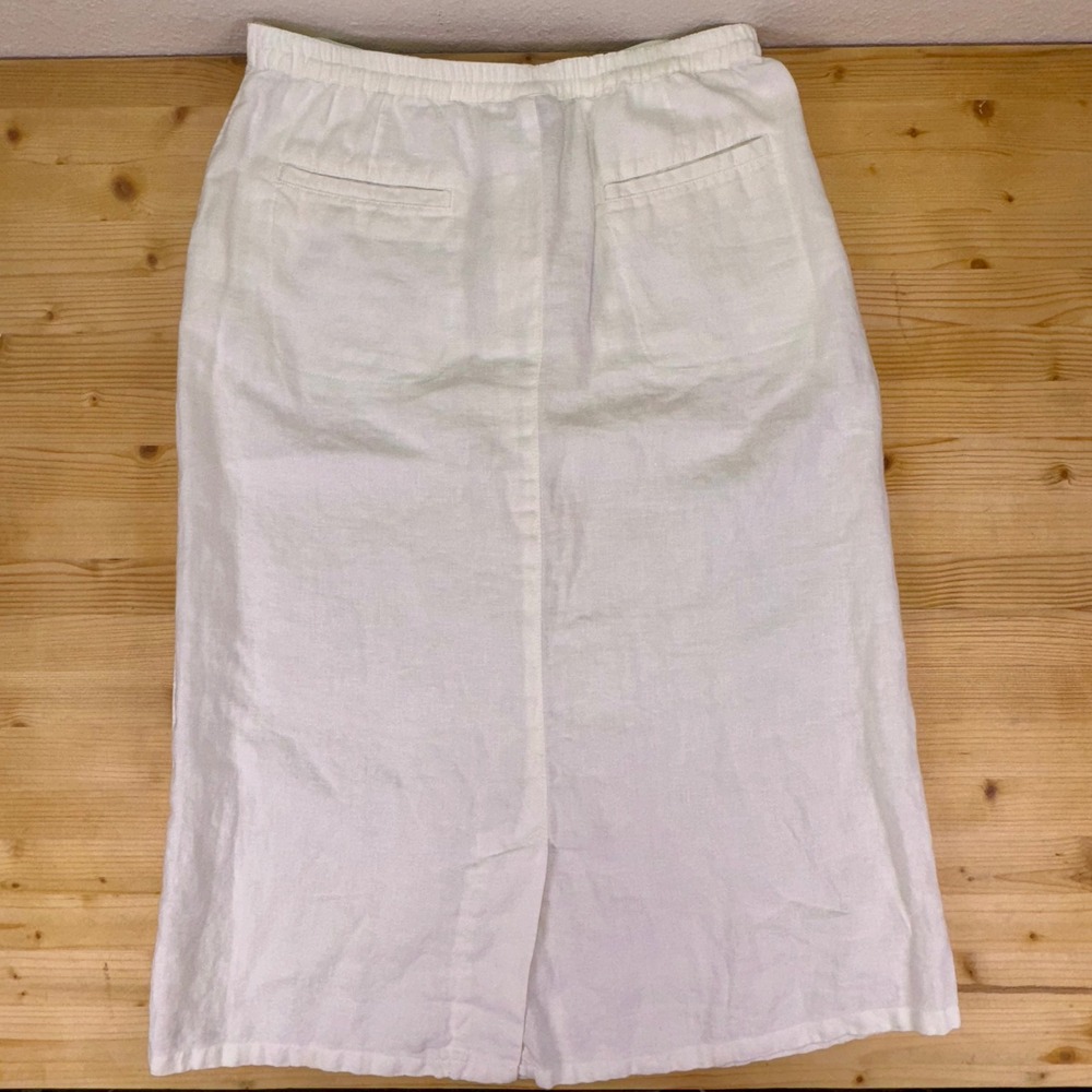 L.L.‎ Bean Women's 100% Linen White Midi Skirt Size 8 Reg Summer Casual